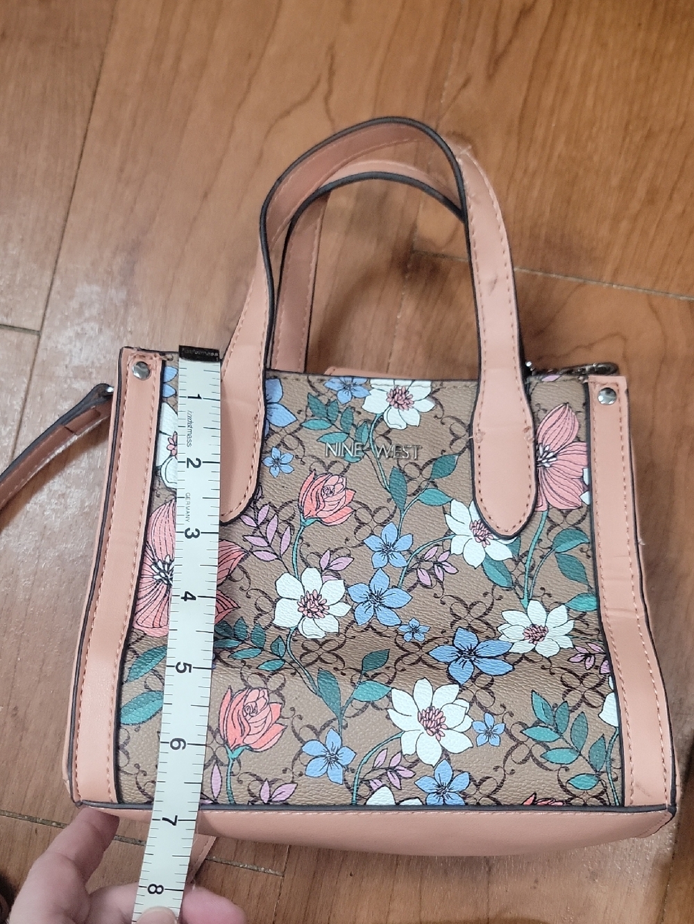 Nine West Floral Crossbody with Pink Trim - Picture 6 of 8